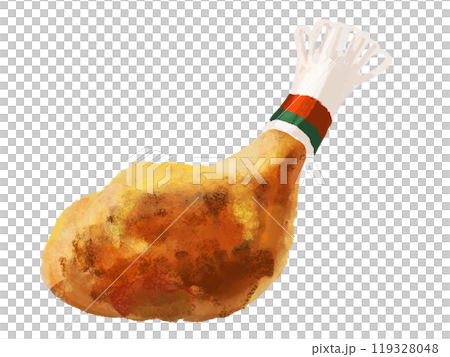 Illustration of a Christmas chicken with chap flowers 119328048