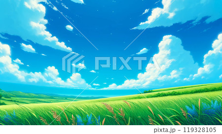 美しい麦畑と青空 美しい麦畑と青空 119328105