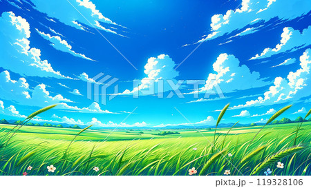 美しい麦畑と青空 美しい麦畑と青空 119328106