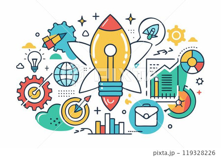 Business idea icon. Creative lightbulb concept. Infographic and office symbol. Web strategy technology. Success and innovation solution 119328226