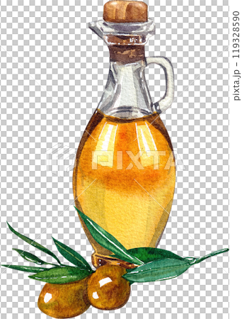 olive oil italian food,watercolor painting hand-drawn illustration 119328590
