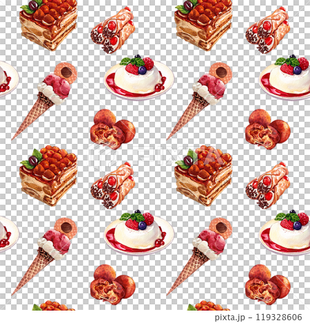 italian food pattern watercolor painting hand-drawn pattern seamless 119328606