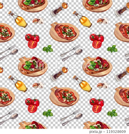 italian food pattern watercolor painting hand-drawn pattern seamless 119328609