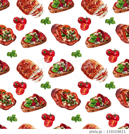 italian food pattern watercolor painting hand-drawn pattern seamless italian food pattern watercolor painting hand-drawn pattern seamless 119328611