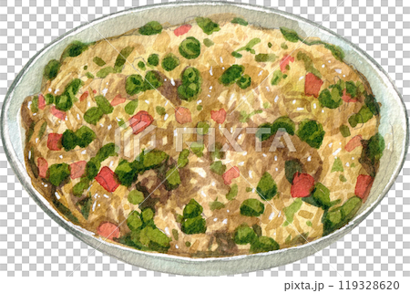 risi e bisi italian food,watercolor painting hand-drawn illustration 119328620