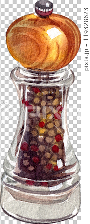 pepper shaker italian food,watercolor painting hand-drawn illustration 119328623