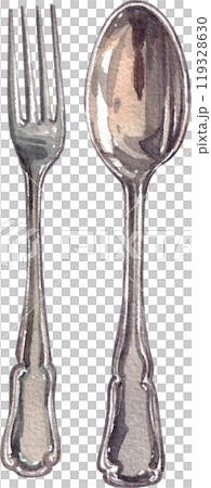 spoon and fork italian food,watercolor painting hand-drawn illustration spoon and fork italian food,watercolor painting hand-drawn illustration 119328630