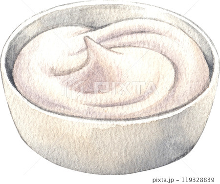 greek yogurt, hand-drawn watercolorpainting illustration 119328839