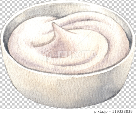 greek yogurt, hand-drawn watercolorpainting illustration 119328839