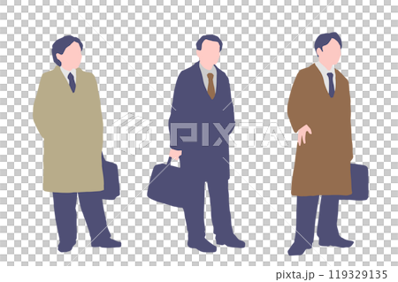 A man commuting to work wearing a coat A man commuting to work wearing a coat 119329135