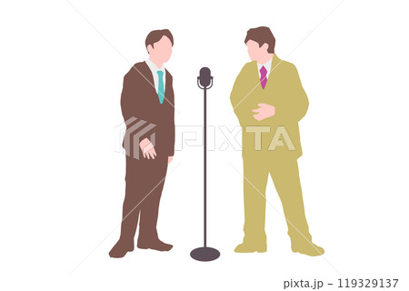 漫才を披露するお笑い芸人の男性2人 119329137
