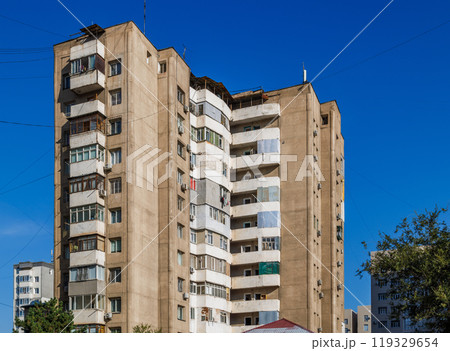 poor multistory apartment building at sunny day poor multistory apartment building at sunny day 119329654