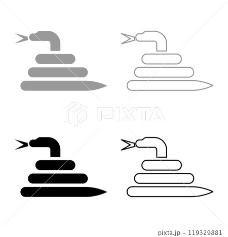 Twisted snake set icon grey black color vector illustration image solid fill outline contour line thin flat style Twisted snake set icon grey black color vector illustration image solid fill outline contour line thin flat style 119329881