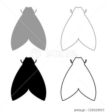 Moth butterfly clothing set icon grey black color vector illustration image solid fill outline contour line thin flat style Moth butterfly clothing set icon grey black color vector illustration image solid fill outline contour line thin flat style 119329937