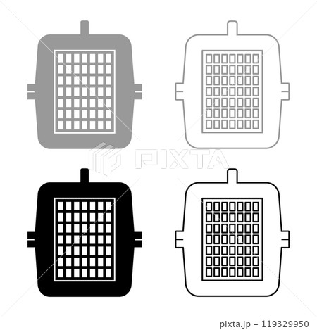 Box for domestic animal pet carrier case crate set icon grey black color vector illustration image solid fill outline contour line thin flat style Box for domestic animal pet carrier case crate set icon grey black color vector illustration image solid fill outline contour line thin flat style 119329950