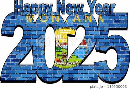 Happy New Year 2025 with Montana flag inside Happy New Year 2025 with Montana flag inside 119330008