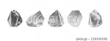 Cube, cylinder, triangle, rhombus with grainy dot texture. Cube, cylinder, triangle, rhombus with grainy dot texture. 119330340