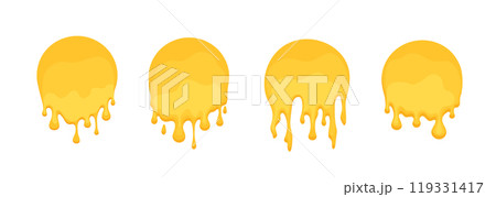 Circle with melted honey drips. Round blobs set 119331417