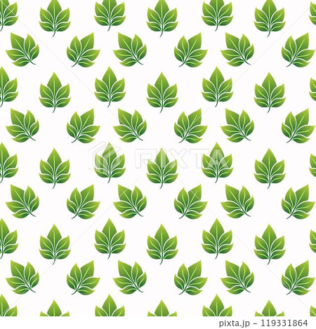 Seamless repeating pattern of green leaves on white background. 119331864