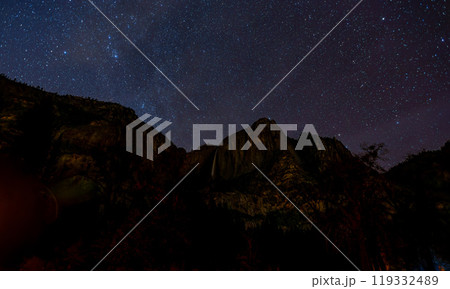 Night view of the Upper Yosemite Falls in Yosemite National Park Night view of the Upper Yosemite Falls in Yosemite National Park 119332489