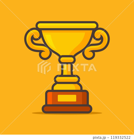Golden Trophy Cup on orange background. Vector 119332522