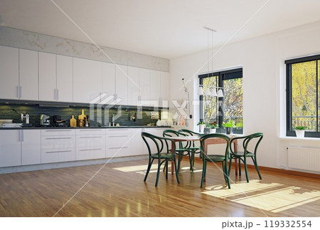 modern scandinavian style kitchen interior. modern scandinavian style kitchen interior. 119332554