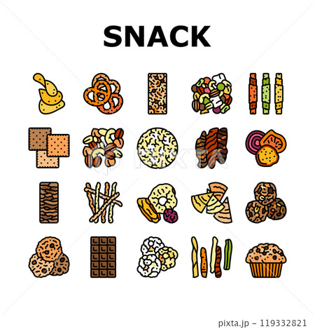 snack food drink sweet icons set vector snack food drink sweet icons set vector 119332821