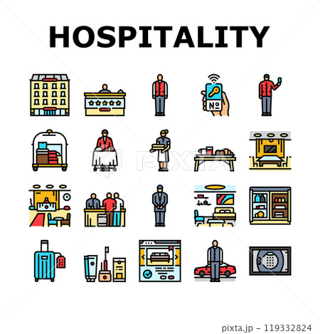 hospitality hotel service icons set vector 119332824