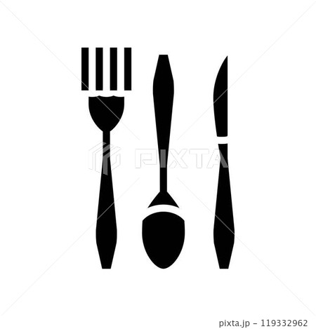 disposable cutlery plastic package glyph icon vector illustration 119332962