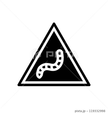 warning symbol worm parasite glyph icon vector illustration 119332998