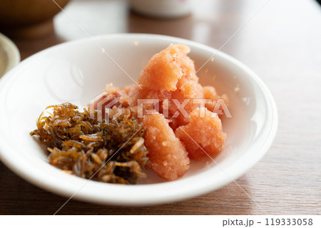 じゃこと明太子で朝食 じゃこと明太子で朝食 119333058