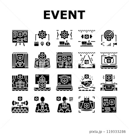 event agency party business icons set vector event agency party business icons set vector 119333286