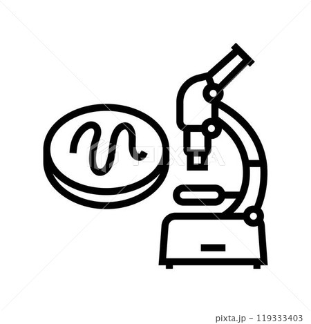 microscope worm parasite line icon vector illustration 119333403