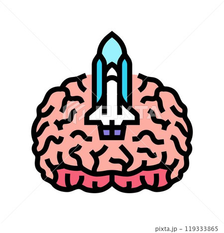 rocket brainstorm color icon vector illustration 119333865