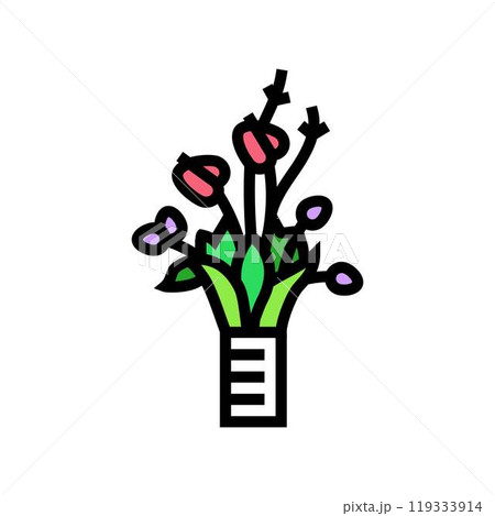 oriental flower arrangement color icon vector illustration oriental flower arrangement color icon vector illustration 119333914