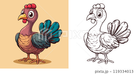 Little Turkey Cartoon Character Coloring Page for Kids Featuring Adorable Farm Bird Outline Fun Wildlife Art Playful Feathered Creature Educational Drawing Activity for Children Little Turkey Cartoon Character Coloring Page for Kids Featuring Adorable Farm Bird Outline Fun Wildlife Art Playful Feathered Creature Educational Drawing Activity for Children 119334013