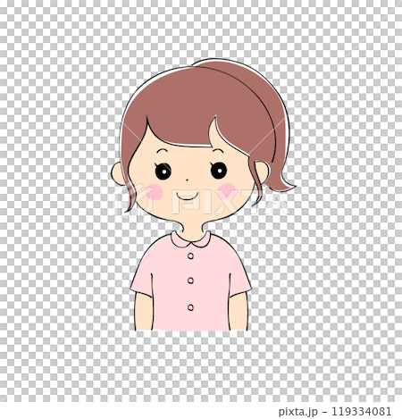 Smiling young woman, facial expression variations, skin color, pen drawing style Smiling young woman, facial expression variations, skin color, pen drawing style 119334081