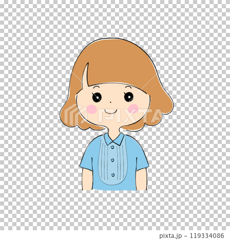 微笑的年輕女子臉部表情變化_膚色筆畫風格 119334086