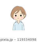 退屈そうな若い女性　表情バリエーション_肌色　ペン画風 119334098