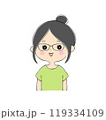笑顔の若い女性　表情バリエーション_肌色　ペン画風 119334109