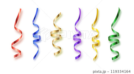 Element of colorful ribbon for celebration or party art work, vector art isolated on white. Element of colorful ribbon for celebration or party art work, vector art isolated on white. 119334164