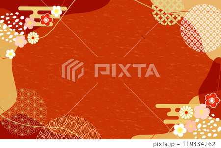 2025年年和風年賀状フレーム 2025年年和風年賀状フレーム 119334262