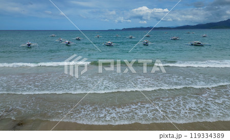 Traditional Philippines boats in sea 119334389