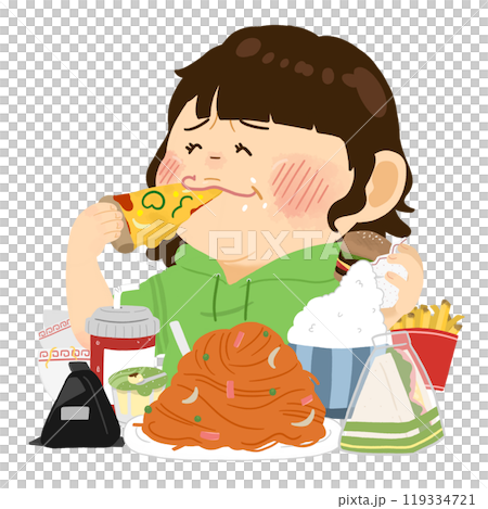食いしん坊なふくよかな女性_シンプルなイラスト【上半身】 119334721