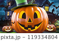 ハロウィンかぼちゃと沢山のカボチャ 119334804