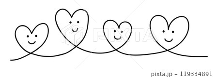 繋がる顔入りハート4つ_黒 119334891