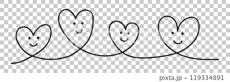 繋がる顔入りハート4つ_黒 119334891