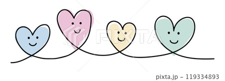 繋がる顔入りハート4つ_カラー 119334893