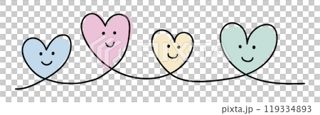 繋がる顔入りハート4つ_カラー 119334893