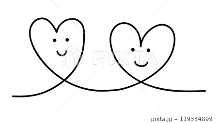 繋がる顔入りハート2つ_黒のイラスト素材 [119334899] - PIXTA